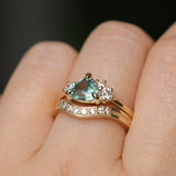 1.09ct Seafoam Green Montana Sapphire and Natural Diamond Mountainscape Ring in 14k Yellow Gold