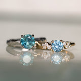 0.91ct Light Cornflower Blue Montana Sapphire and Diamond Starry Night Low Profile Solitaire in 14k Yellow Gold