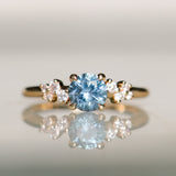 0.91ct Light Cornflower Blue Montana Sapphire and Diamond Starry Night Low Profile Solitaire in 14k Yellow Gold