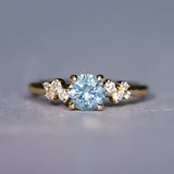 0.91ct Light Cornflower Blue Montana Sapphire and Diamond Starry Night Low Profile Solitaire in 14k Yellow Gold