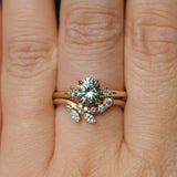 1.27ct Oval Brilliant Light Parti Montana Sapphire and Princess Cut Diamond Rapids Low Profile Ring in 14k Yellow Gold