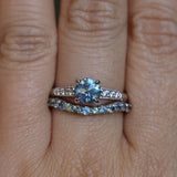 1.21ct Double Cut Montana Sapphire Four Prong Low Profile Vintage Style Milgrain and Diamond Ring in 14k White Gold