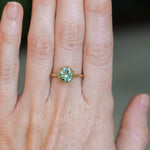 1.93ct Oval Silky Teal Montana Sapphire Scallop Cup Solitaire in 18k Yellow Gold