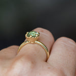 1.93ct Oval Silky Teal Montana Sapphire Scallop Cup Solitaire in 18k Yellow Gold