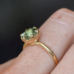 1.93ct Oval Silky Teal Montana Sapphire Scallop Cup Solitaire in 18k Yellow Gold