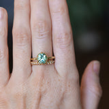 1.93ct Oval Silky Teal Montana Sapphire Scallop Cup Solitaire in 18k Yellow Gold