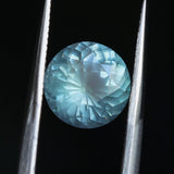 2.22CT ROUND MONTANA SAPPHIRE, SILKY SOFT LIGHT AQUA BLUE, 8.1MM - APPRAISED STONE
