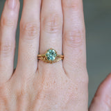 1.93ct Oval Silky Teal Montana Sapphire Scallop Cup Solitaire in 18k Yellow Gold