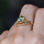 1.93ct Oval Silky Teal Montana Sapphire Scallop Cup Solitaire in 18k Yellow Gold