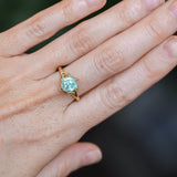 2.60ct Unheated Hexagon Montana Sapphire Low Profile Six Prong Split Shank Solitaire in 18k Yellow Gold