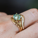 2.60ct Unheated Hexagon Montana Sapphire Low Profile Six Prong Split Shank Solitaire in 18k Yellow Gold