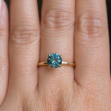 1.43ct Round Precision Cut Teal Montana Sapphire Classic 4 Prong Solitaire in 18k Yellow Gold
