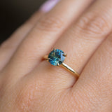 1.43ct Round Precision Cut Teal Montana Sapphire Classic 4 Prong Solitaire in 18k Yellow Gold