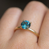 1.43ct Round Precision Cut Teal Montana Sapphire Classic 4 Prong Solitaire in 18k Yellow Gold
