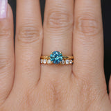 1.43ct Round Precision Cut Teal Montana Sapphire Classic 4 Prong Solitaire in 18k Yellow Gold