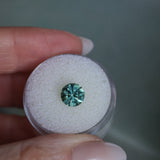2.20CT ROUND MONTANA SAPPHIRE, TEAL GREEN, 7.41X5.3MM