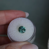 2.20CT ROUND MONTANA SAPPHIRE, TEAL GREEN, 7.41X5.3MM