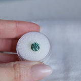 2.20CT ROUND MONTANA SAPPHIRE, TEAL GREEN, 7.41X5.3MM
