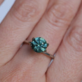 2.20CT ROUND MONTANA SAPPHIRE, TEAL GREEN, 7.41X5.3MM
