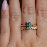 1.75ct Precision Cut Teal Oval Montana Sapphire Four Prong Evergreen Hidden Halo Solitaire in 14k Yellow Gold