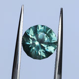 2.20CT ROUND MONTANA SAPPHIRE, TEAL GREEN, 7.41X5.3MM