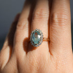 2.54ct Untreated Montana Sapphire Antique-Style Low Profile Diamond Halo Ring in 14k Yellow Gold- Appraised Stone
