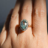 2.54ct Untreated Montana Sapphire Antique-Style Low Profile Diamond Halo Ring in 14k Yellow Gold- Appraised Stone