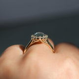 2.54ct Untreated Montana Sapphire Antique-Style Low Profile Diamond Halo Ring in 14k Yellow Gold- Appraised Stone