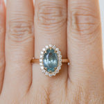 2.54ct Untreated Montana Sapphire Antique-Style Low Profile Diamond Halo Ring in 14k Yellow Gold- Appraised Stone