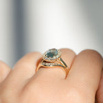 2.54ct Untreated Montana Sapphire Antique-Style Low Profile Diamond Halo Ring in 14k Yellow Gold- Appraised Stone