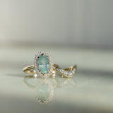 2.54ct Untreated Montana Sapphire Antique-Style Low Profile Diamond Halo Ring in 14k Yellow Gold- Appraised Stone