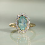 2.54ct Untreated Montana Sapphire Antique-Style Low Profile Diamond Halo Ring in 14k Yellow Gold- Appraised Stone