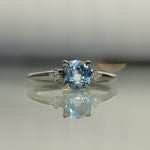 1.66ct Untreated Old Mine Cut Montana Sapphire and Princess Cut Diamond Rapids Low Profile Ring in 14k White Gold