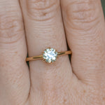 0.97ct Untreated Round Precision Cut Aqua Montana Sapphire Lotus Solitaire in 14k Yellow Gold