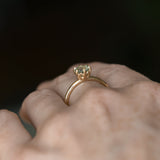 0.97ct Untreated Round Precision Cut Aqua Montana Sapphire Lotus Solitaire in 14k Yellow Gold