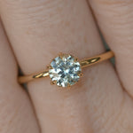 0.97ct Untreated Round Precision Cut Aqua Montana Sapphire Lotus Solitaire in 14k Yellow Gold