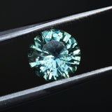 1.46CT ROUND PRECISION CUT MONTANA SAPPHIRE, TEAL GREEN, UNTREATED, 7.08X4.1MM