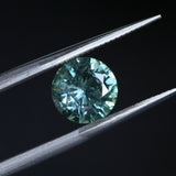 1.46CT ROUND PRECISION CUT MONTANA SAPPHIRE, TEAL GREEN, UNTREATED, 7.08X4.1MM