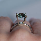 1.46CT ROUND PRECISION CUT MONTANA SAPPHIRE, TEAL GREEN, UNTREATED, 7.08X4.1MM