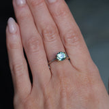 1.46CT ROUND PRECISION CUT MONTANA SAPPHIRE, TEAL GREEN, UNTREATED, 7.08X4.1MM