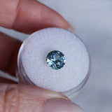 2.38CT ROUND PRECISION CUT MONTANA SAPPHIRE, MEDIUM BLUE, UNTREATED, 7.69X5.31MM - APPRAISED STONE