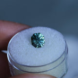 1.94CT SPECIAL RADIANT CUT MONTANA SAPPHIRE, DEEP TEAL BLUE GREEN, UNTREATED, 6.9X6.27X5.36MM