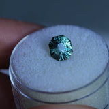 1.94CT SPECIAL RADIANT CUT MONTANA SAPPHIRE, DEEP TEAL BLUE GREEN, UNTREATED, 6.9X6.27X5.36MM