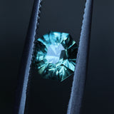 1.94CT SPECIAL RADIANT CUT MONTANA SAPPHIRE, DEEP TEAL BLUE GREEN, UNTREATED, 6.9X6.27X5.36MM