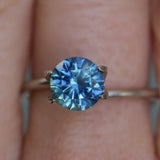 1.42CT ROUND PRECISION CUT MONTANA SAPPHIRE, OCEAN BLUE TEAL, 6.7X4.36MM