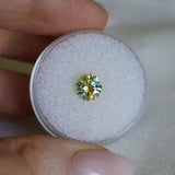 1.39CT ROUND PRECISION CUT MONTANA SAPPHIRE, BICOLOR YELLOW BLUE, 6.6X4.3MM