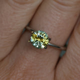 1.39CT ROUND PRECISION CUT MONTANA SAPPHIRE, BICOLOR YELLOW BLUE, 6.6X4.3MM