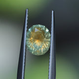 1.75CT PRECISION CUT OVAL MONTANA SAPPHIRE, EARTHY COPPER YELLOW TEAL, 7.8X6.3X4.7MM