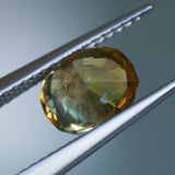 1.75CT PRECISION CUT OVAL MONTANA SAPPHIRE, EARTHY COPPER YELLOW TEAL, 7.8X6.3X4.7MM