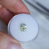1.51CT RADIANT CUT MONTANA SAPPHIRE, ETHERIAL PARTI BLUE GOLD, 7.4X5.5X4.5MM